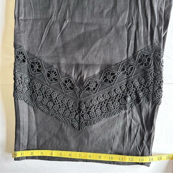 Susan Graver Trouser Pants Linen Lace Crop Pull On Black 28W Classic Resort - Picture 9 of 10